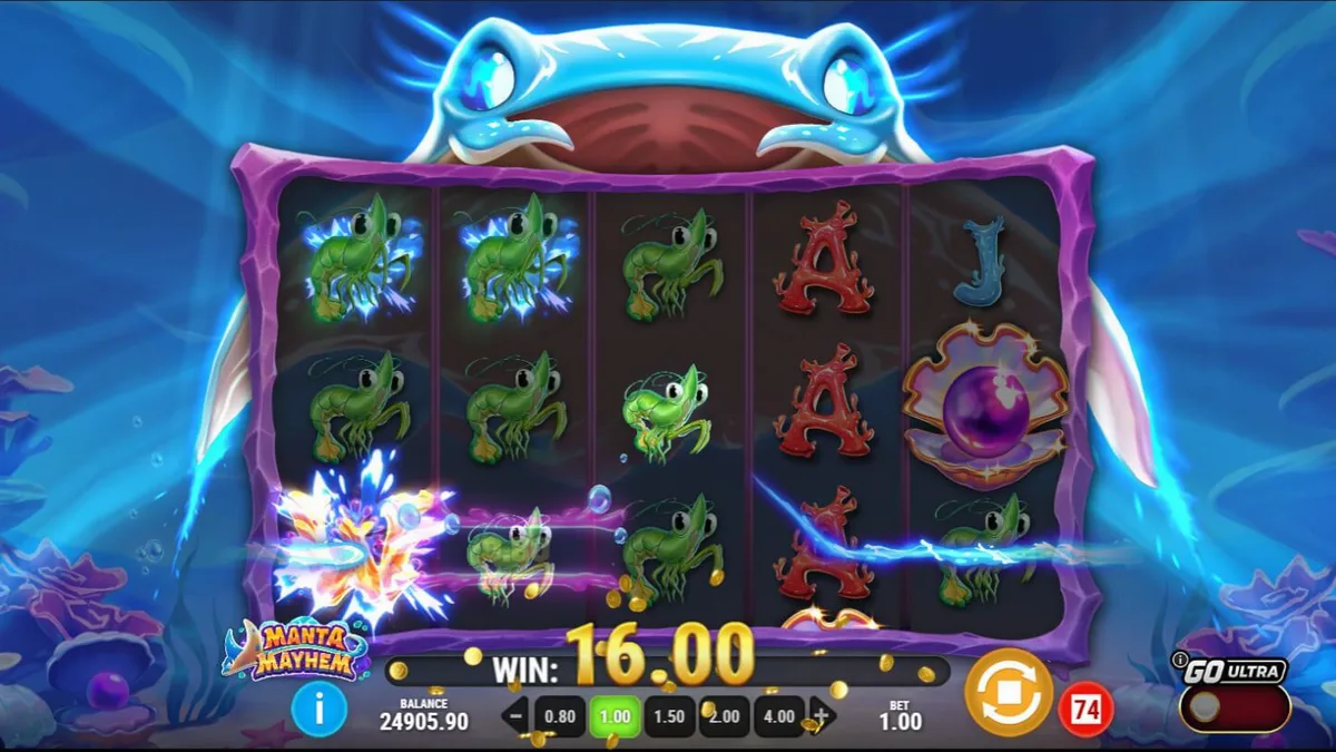 Manta Mayhem slot game underwater theme
