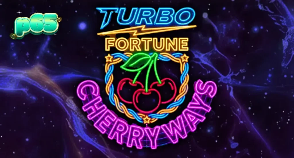 Tampilan visual slot Turbo Fortune Cherryways dengan tema neon futuristik